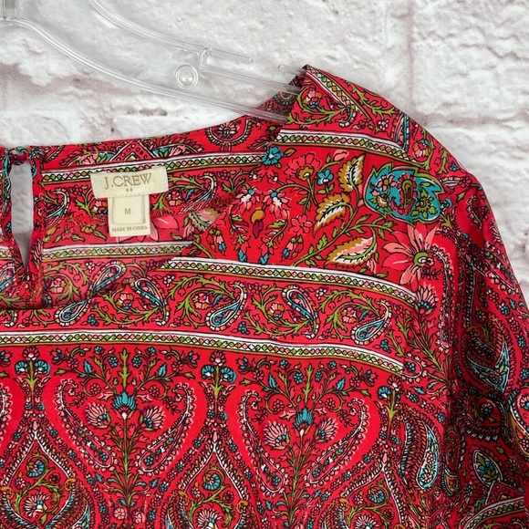 J. Crew Factory Antique Red Floral Paisley Blouse Size M - Picture 3 of 4